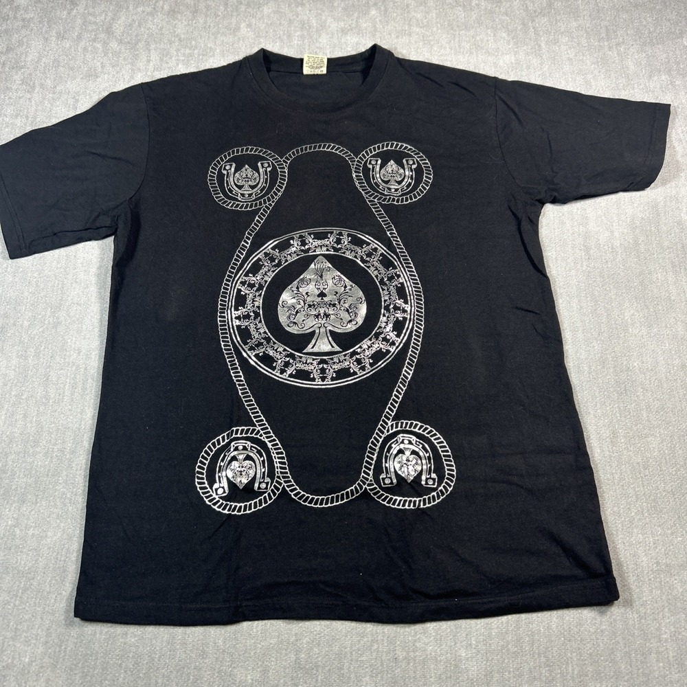 VTG Arketype Mens Black Spade Graphic T-shirt XL Biker Edgy Cotton Tee
